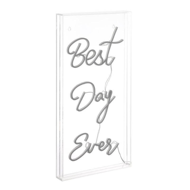 Best Day Ever Contemporary Glam Acrylic Box USB Operated LED Neon Light - JONATHAN Y