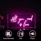 All You Need Is Love 23.63" X 11.75" Contemporary Glam Acrylic Box USB Operated LED Neon Light Pink / 23.63" X 11.75" – ICONS