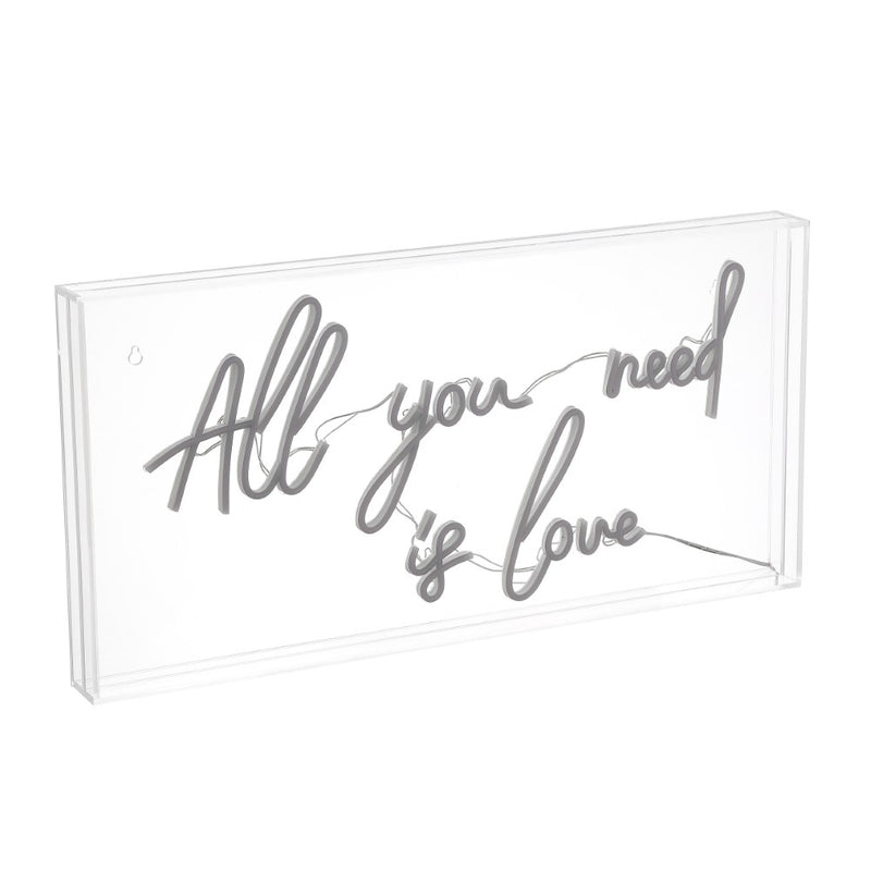 All You Need Is Love 23.63" X 11.75" Contemporary Glam Acrylic Box USB Operated LED Neon Light - JONATHAN Y