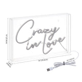 Crazy In Love Contemporary Glam Acrylic Box USB Operated LED Neon Light - JONATHAN Y