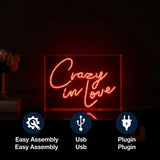 Crazy In Love Contemporary Glam Acrylic Box USB Operated LED Neon Light Red / 14" X 10" – ICONS
