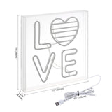 LOVE Square Contemporary Glam Acrylic Box USB Operated LED Neon Light - JONATHAN Y