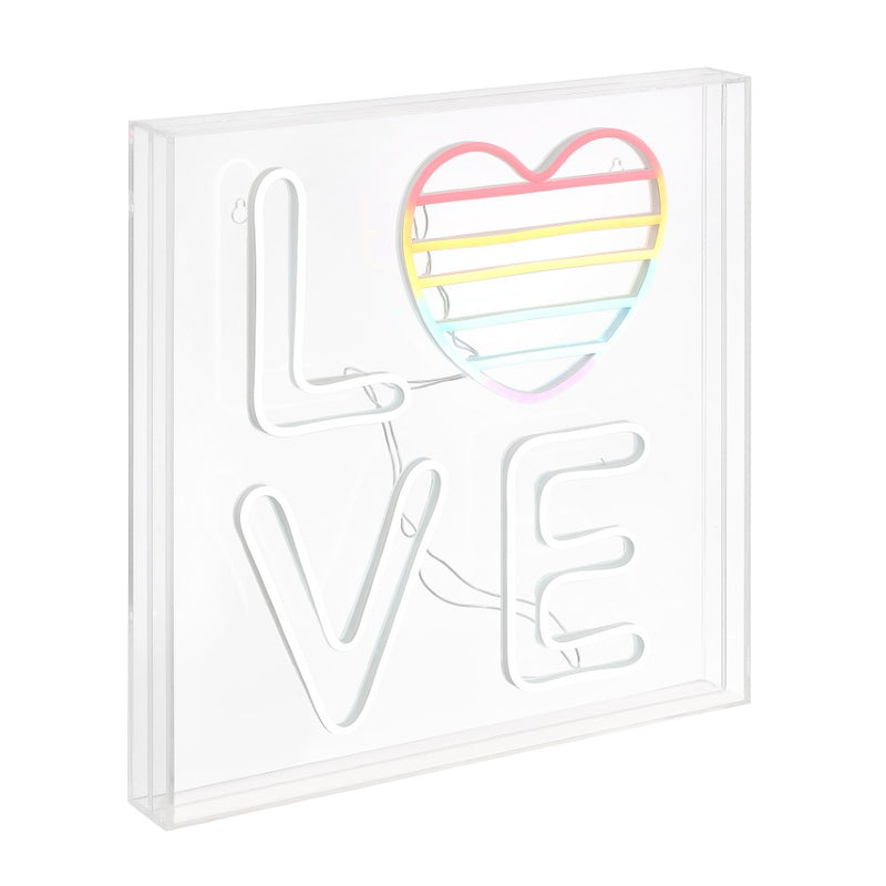 LOVE Square Contemporary Glam Acrylic Box USB Operated LED Neon Light - JONATHAN Y