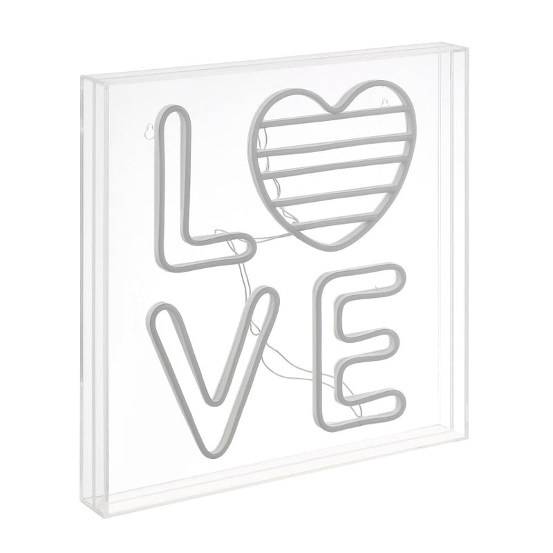 LOVE Square Contemporary Glam Acrylic Box USB Operated LED Neon Light - JONATHAN Y