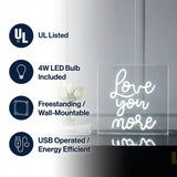 Love You More Square Contemporary Glam Acrylic Box USB Operated LED Neon Light White / 15" – ICONS
