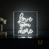 Love You More Square Contemporary Glam Acrylic Box USB Operated LED Neon Light - JONATHAN Y
