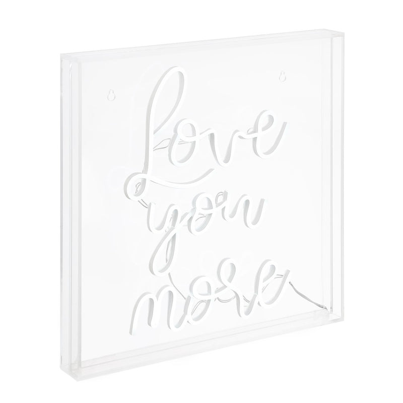 Love You More Square Contemporary Glam Acrylic Box USB Operated LED Neon Light - JONATHAN Y