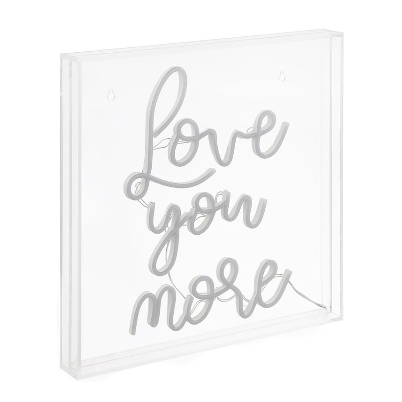 Love You More Square Contemporary Glam Acrylic Box USB Operated LED Neon Light - JONATHAN Y