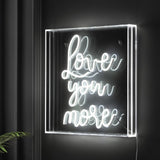 Love You More Square Contemporary Glam Acrylic Box USB Operated LED Neon Light - JONATHAN Y