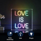Love Is Love Square Contemporary Glam Acrylic Box USB Operated LED Neon Light Multi-Colored / 15" – ICONS