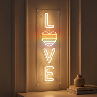 LOVE 8" X 24" Contemporary Glam Acrylic Box USB Operated LED Neon Light White/Rainbow / 8" X 24" – AI-ON