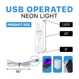 LOVE 8" X 24" Contemporary Glam Acrylic Box USB Operated LED Neon Light - JONATHAN Y