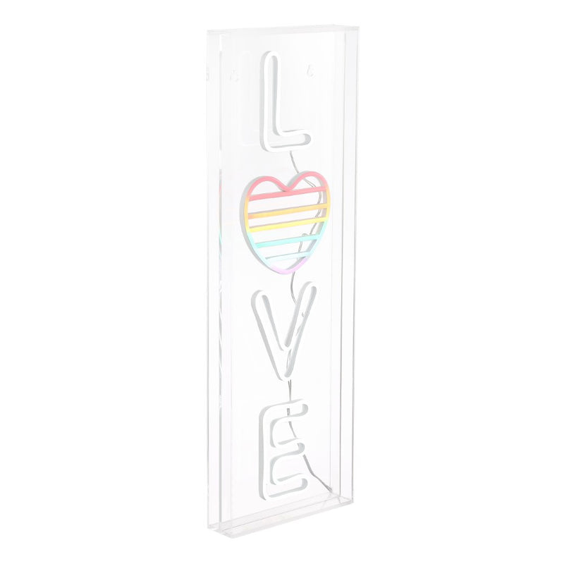 LOVE 8" X 24" Contemporary Glam Acrylic Box USB Operated LED Neon Light - JONATHAN Y
