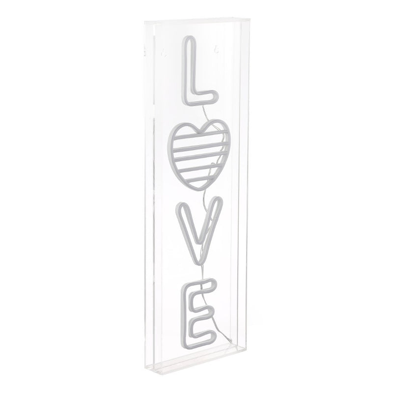 LOVE 8" X 24" Contemporary Glam Acrylic Box USB Operated LED Neon Light - JONATHAN Y