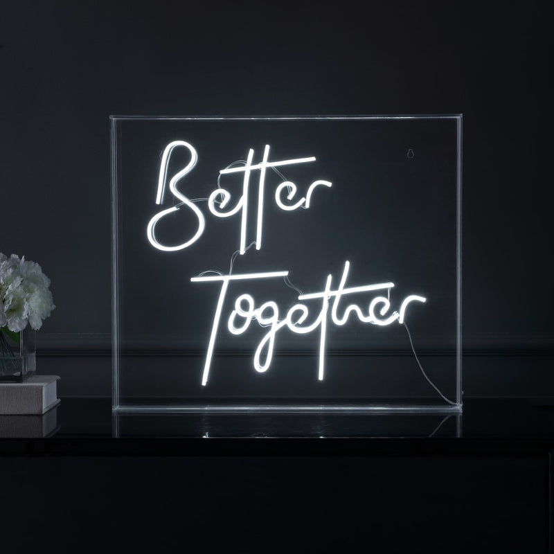 Better Together Contemporary Glam Acrylic Box USB Operated LED Neon Light - JONATHAN Y