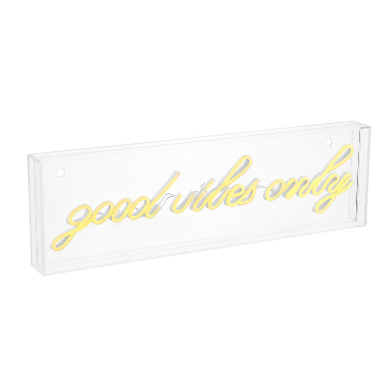 Good Vibes Only Contemporary Glam Acrylic Box USB Operated LED Neon Light - JONATHAN Y