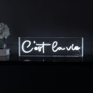 C'est La Vie Contemporary Glam Acrylic Box USB Operated LED Neon Light - JONATHAN Y