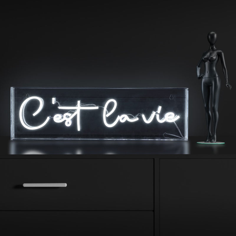 C'est La Vie Contemporary Glam Acrylic Box USB Operated LED Neon Light - JONATHAN Y