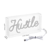 Hustle Contemporary Glam Acrylic Box USB Operated LED Neon Light - JONATHAN Y