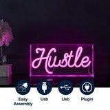 Hustle Contemporary Glam Acrylic Box USB Operated LED Neon Light Pink / 11.88" X 5.88" – ICONS