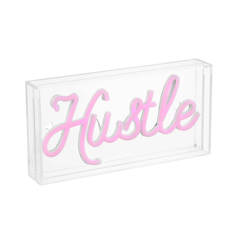 Hustle Contemporary Glam Acrylic Box USB Operated LED Neon Light - JONATHAN Y