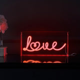 Love Contemporary Glam Acrylic Box USB Operated LED Neon Light - JONATHAN Y