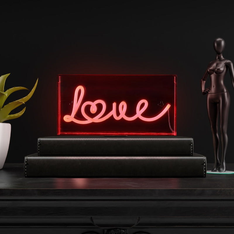 Love Contemporary Glam Acrylic Box USB Operated LED Neon Light - JONATHAN Y