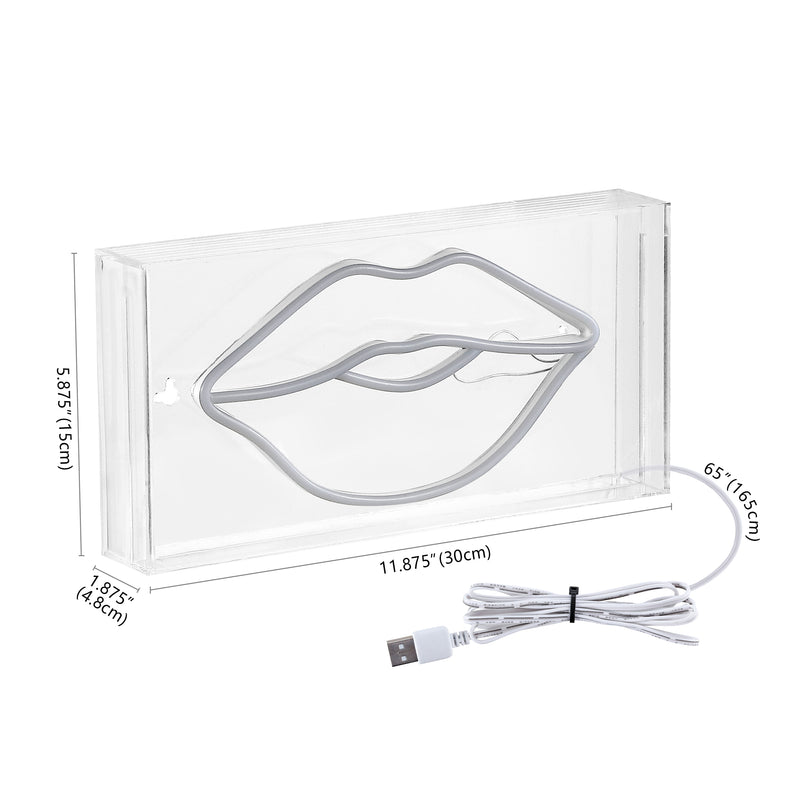 Lips Contemporary Glam Acrylic Box USB Operated LED Neon Light - JONATHAN Y