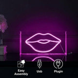 Lips Contemporary Glam Acrylic Box USB Operated LED Neon Light Pink / 11.88" X 5.88" – ICONS
