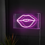 Lips Contemporary Glam Acrylic Box USB Operated LED Neon Light - JONATHAN Y