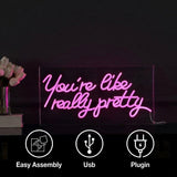 You're Like Really Pretty Contemporary Glam Acrylic Box USB Operated LED Neon Light Pink / 19.6" X 10.1" – ICONS