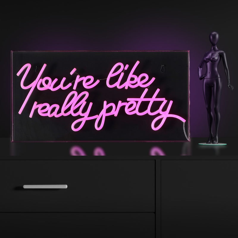 You're Like Really Pretty Contemporary Glam Acrylic Box USB Operated LED Neon Light - JONATHAN Y