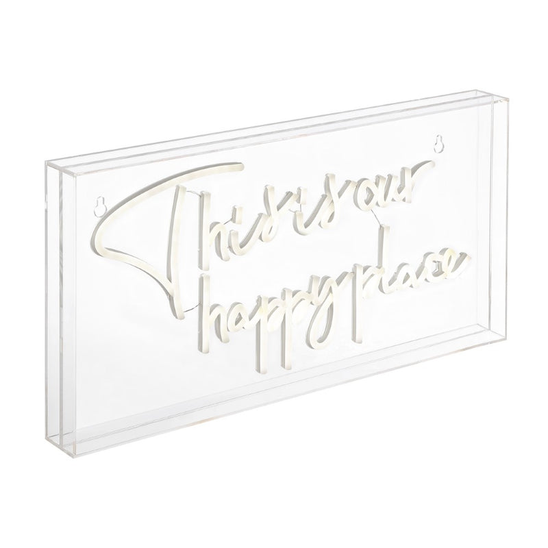 This Is Your Happy Place Contemporary Glam Acrylic Box USB Operated LED Neon Light - JONATHAN Y
