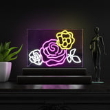 Crowd Of Roses Contemporary Glam Acrylic Box USB Operated LED Neon Light - JONATHAN Y
