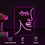 Half-Face Contemporary Glam Acrylic Box USB Operated LED Neon Light Pink / 10.3" X 15" – ICONS