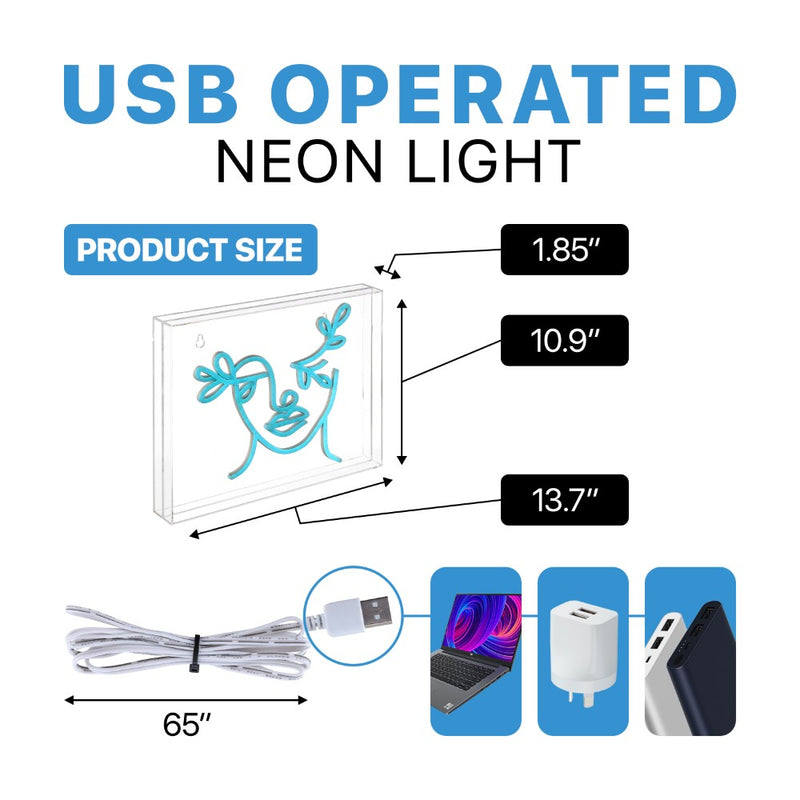 Teary Face Contemporary Glam Acrylic Box USB Operated LED Neon Light - JONATHAN Y