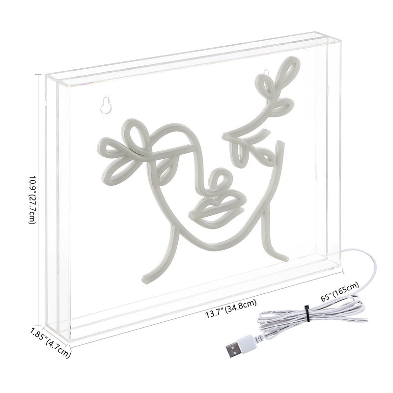 Teary Face Contemporary Glam Acrylic Box USB Operated LED Neon Light - JONATHAN Y