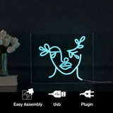 Teary Face Contemporary Glam Acrylic Box USB Operated LED Neon Light Blue / 13.7" X 10.9" – ICONS