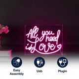 All You Need Is Love Contemporary Glam Acrylic Box USB Operated LED Neon Light Pink / 13.7" X 10.9" – ICONS