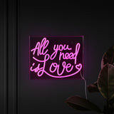 All You Need Is Love Contemporary Glam Acrylic Box USB Operated LED Neon Light - JONATHAN Y