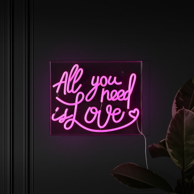 All You Need Is Love Contemporary Glam Acrylic Box USB Operated LED Neon Light - JONATHAN Y