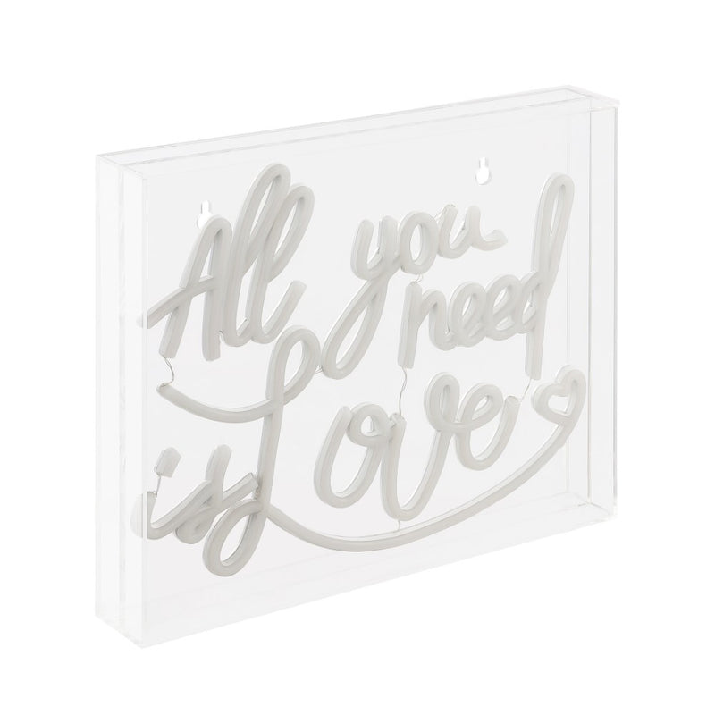 All You Need Is Love Contemporary Glam Acrylic Box USB Operated LED Neon Light - JONATHAN Y