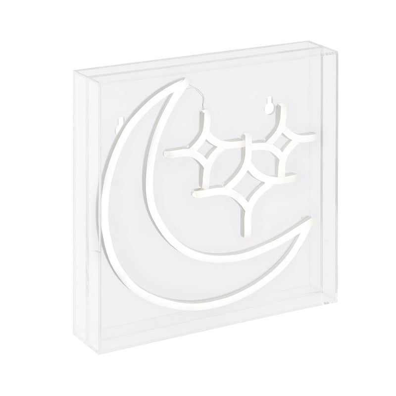 Starry Crescent Square Contemporary Glam Acrylic Box USB Operated LED Neon Light - JONATHAN Y