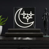 Starry Crescent Square Contemporary Glam Acrylic Box USB Operated LED Neon Light - JONATHAN Y
