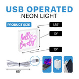 Hello Lovely Square Contemporary Glam Acrylic Box USB Operated LED Neon Light - JONATHAN Y