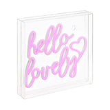 Hello Lovely Square Contemporary Glam Acrylic Box USB Operated LED Neon Light - JONATHAN Y