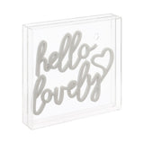 Hello Lovely Square Contemporary Glam Acrylic Box USB Operated LED Neon Light - JONATHAN Y