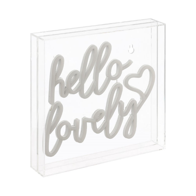 Hello Lovely Square Contemporary Glam Acrylic Box USB Operated LED Neon Light - JONATHAN Y