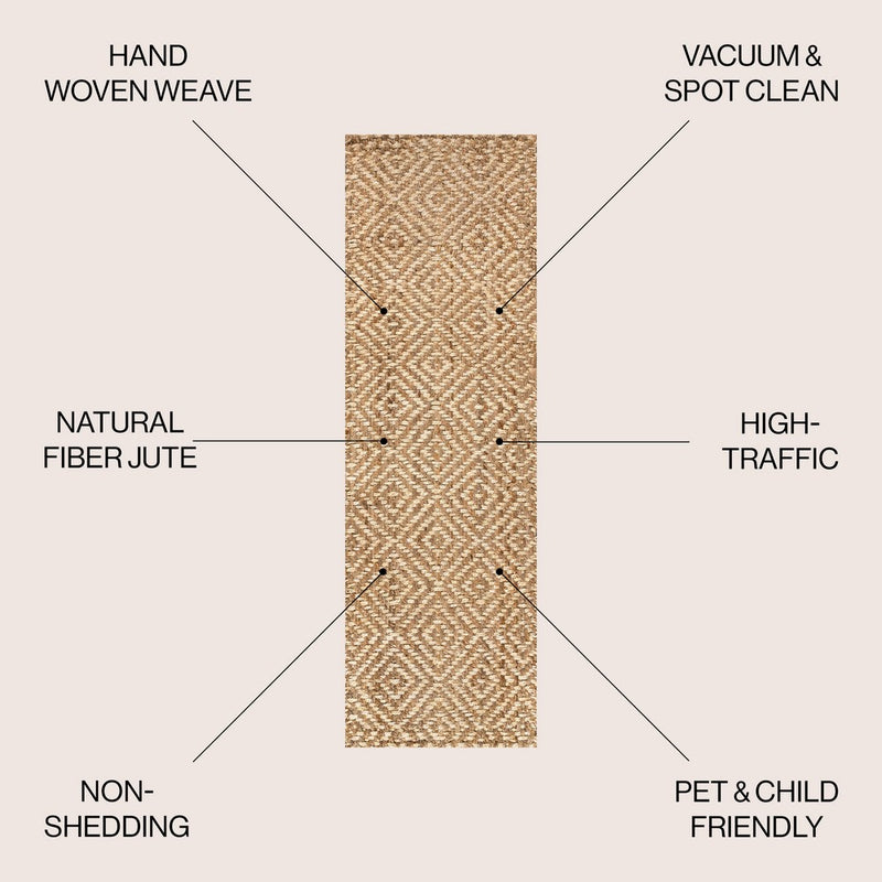Hira Hand Woven Diamond Chunky Jute Area Rug
