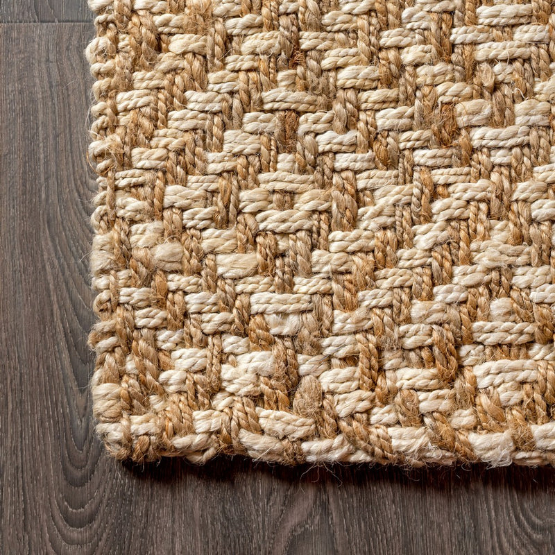 Hira Hand Woven Diamond Chunky Jute Area Rug